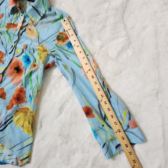 Alice+Olivia Floral shirt long or 3/4 sleeve collare Neck - Picture 11 of 13